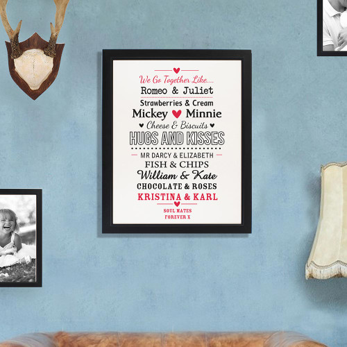 Personalised We Go Together Like.... Black Framed Poster Print