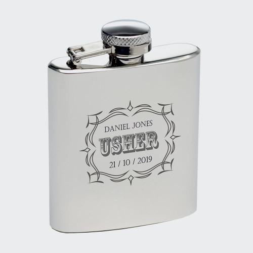 Engraved Hipflask Usher