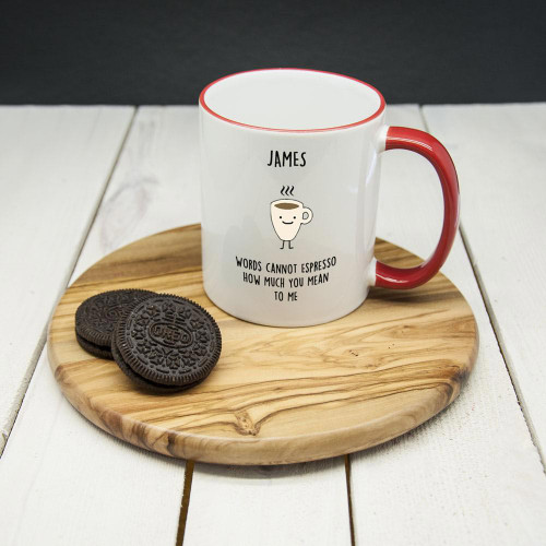 Personalised "Words Cannot Espresso" Coffee Mug