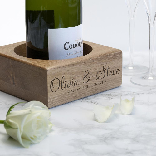 Personalised Solid Oak Champagne Holder