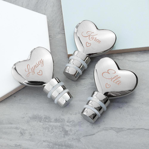 Personalised Love Heart Silver Plated Bottle Stopper