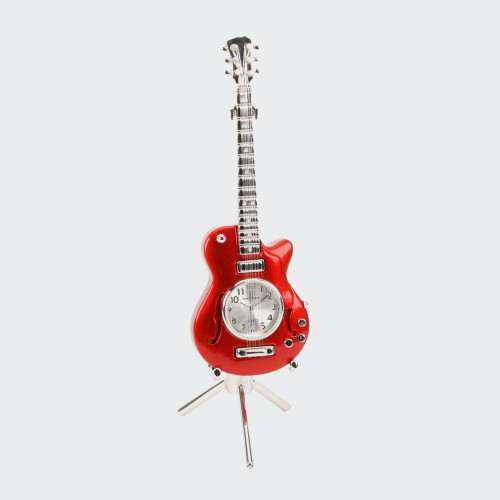 Red Guitar Miniature Clock