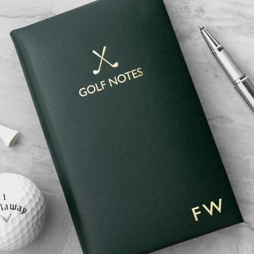 Personalised Luxury Leather Golf Notebook - Green