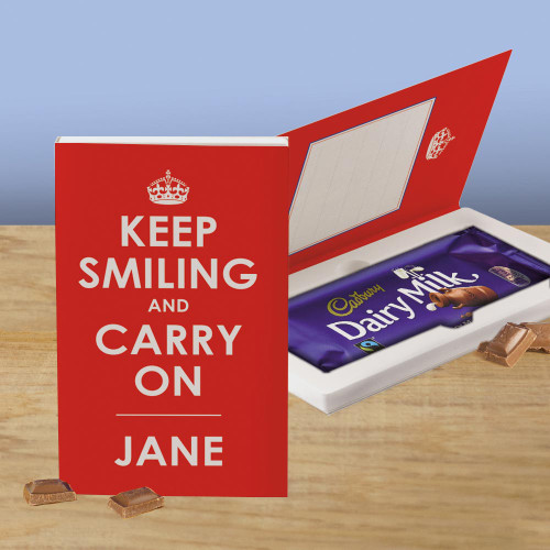 Personalised Keep Smiling Cadbury Dairy Milk 110g Chocolate Card