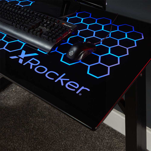 X Rocker Spectrum RGB Gaming Desk with Tempered Glass Top