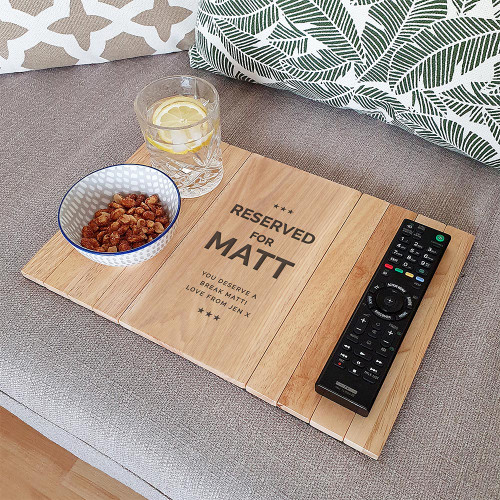 Personalised ‘Reserved For’ Wooden Sofa Tray