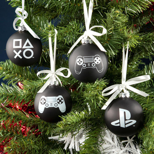 Sony PlayStation Glass Christmas Ornaments – 4 Pack