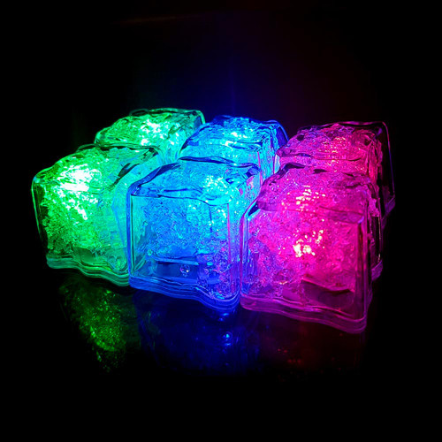 Coloured Flashing LED Ice Cubes – 6 Pack