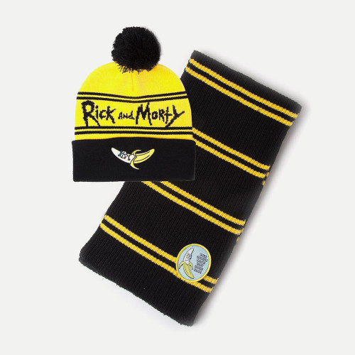 Rick and Morty Banana Beanie and Scarf Gift Set