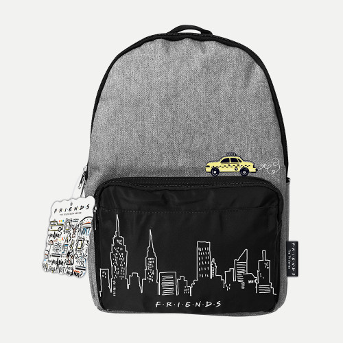 Friends Denim Backpack with Skyline and Taxi Design