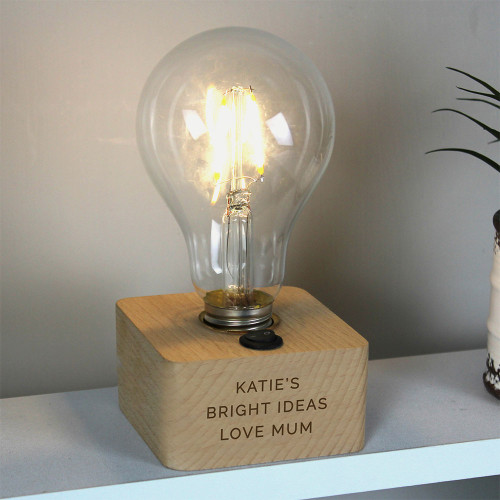 LED Bulb with Personalised Wooden Base