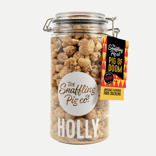 Personalised Pig of Doom (Super Hot) Pork Crackling Gift Jar