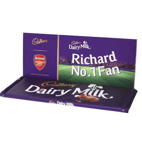 Personalised 850g Arsenal Cadbury Dairy Milk Chocolate