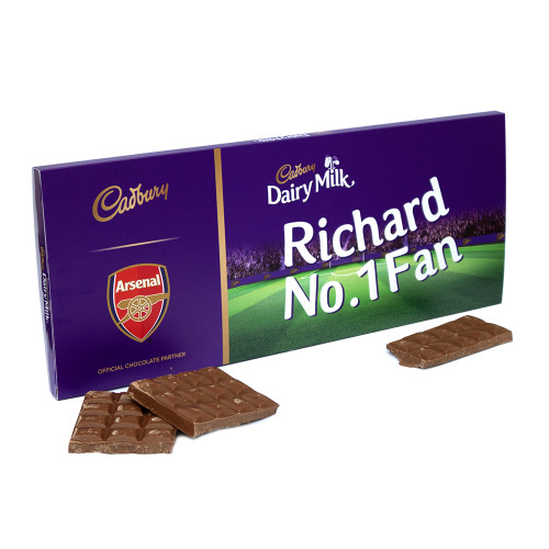 Personalised 850g Arsenal Cadbury Dairy Milk Chocolate