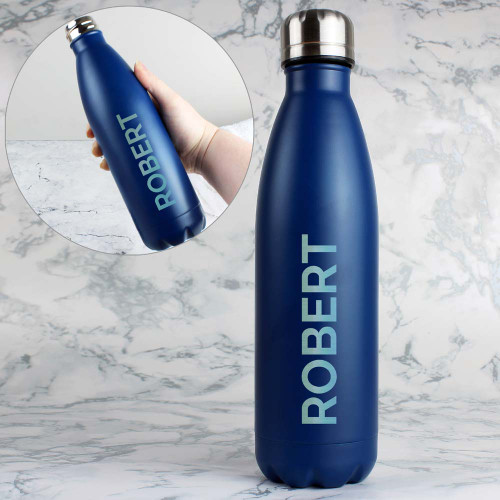 Personalised Metal Insulated Drink Bottle – Bold Blue