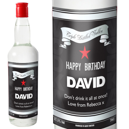 Personalised Black and Silver Birthday Vodka with Gift Box