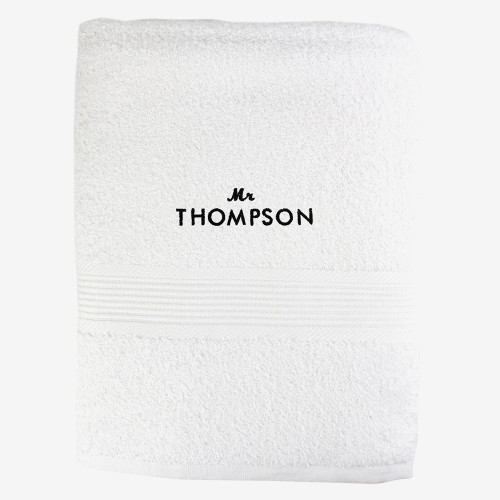 Personalised 'Mr' White Bath Towel