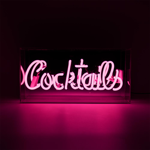 Cocktails Acrylic Box Light – Neon Pink