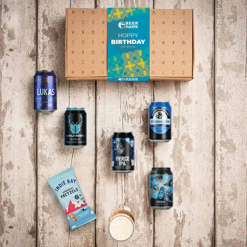 Beer Hawk Happy Birthday Selection Box (5 Beers, Snack & a Glass)