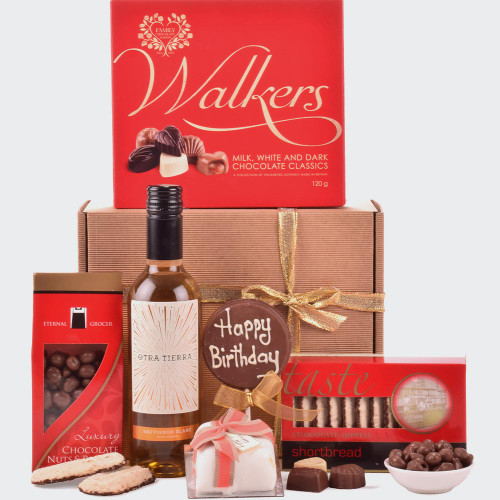 Birthday Wishes Wine and Sweet Treats Gift Box