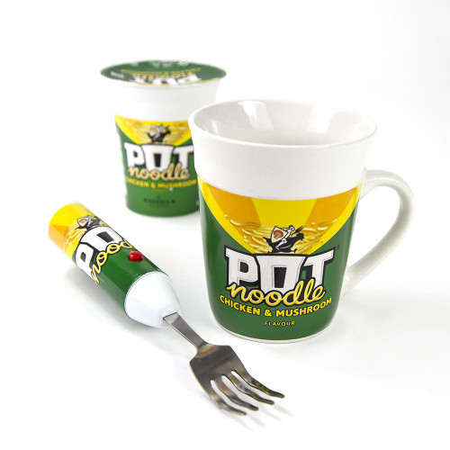 Pot Noodle Mug and Spinning Fork Set – Chicken & Mushroom