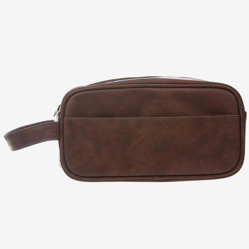 Brompton & Langley Gentleman’s Brown Top Zip Wash Bag