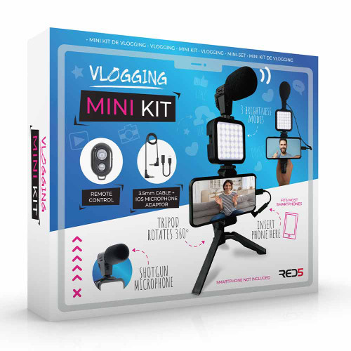 Vlogging Mini Kit with Tripod, Light, and Mic