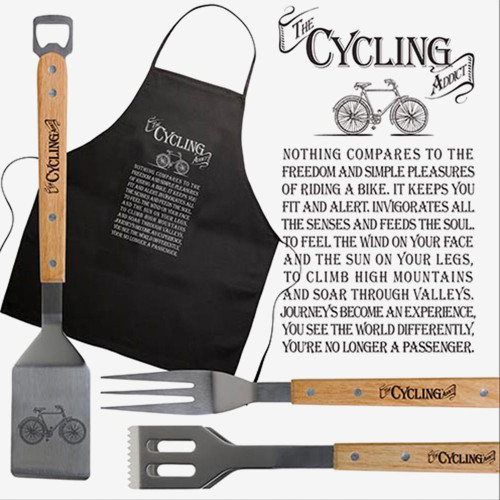 The Cycling Addict BBQ Apron and Utensil Gift Set