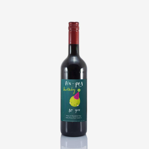 Personalised Ha-Pea Birthday Red Wine