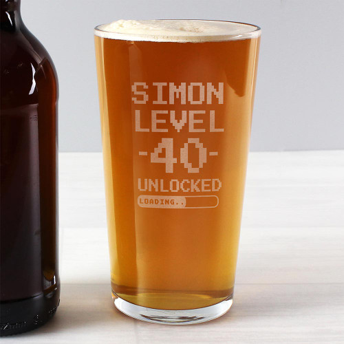 Personalised Level Up Birthday Pint Glass