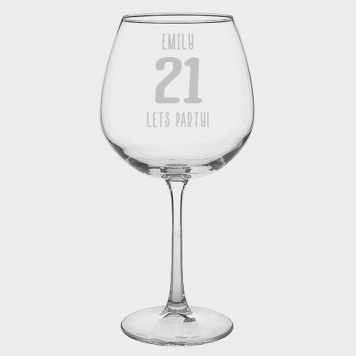 Personalised Big Age Bottle of Wine Glass