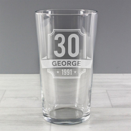Personalised Big Age and Name Birthday Pint Glass