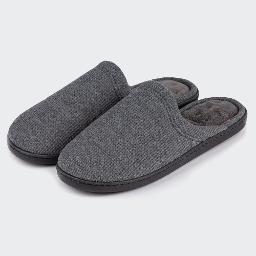 Isotoner Waffle Mule Slippers – Charcoal