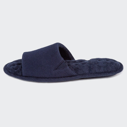 Isotoner Open Toe Waffle Slippers – Navy