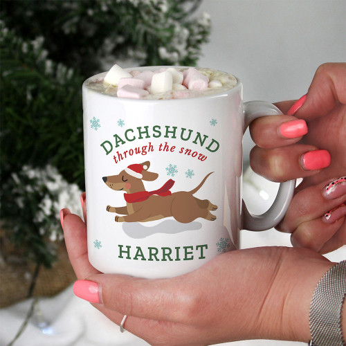 Personalised Dachshund Through the Snow Mug