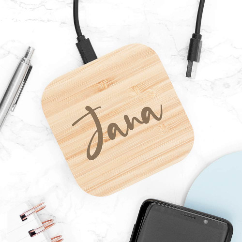 Personalised Bamboo Wireless Charger