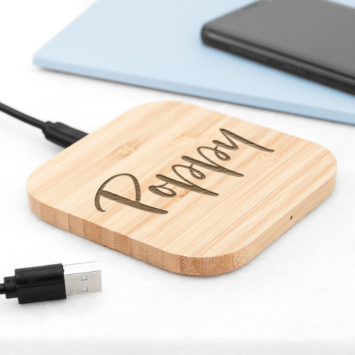 Personalised Bamboo Wireless Charger