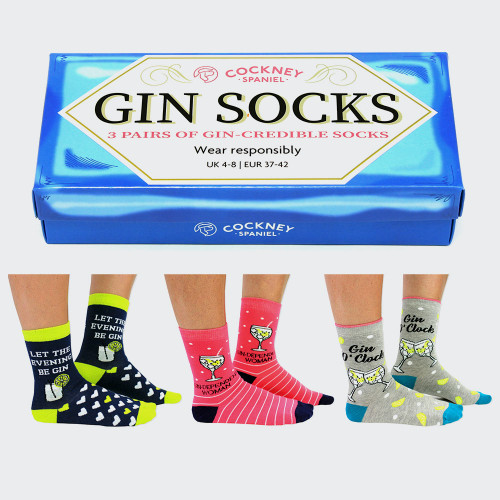 Gin Socks Giftbox by Cockney Spaniel – 3 Pairs