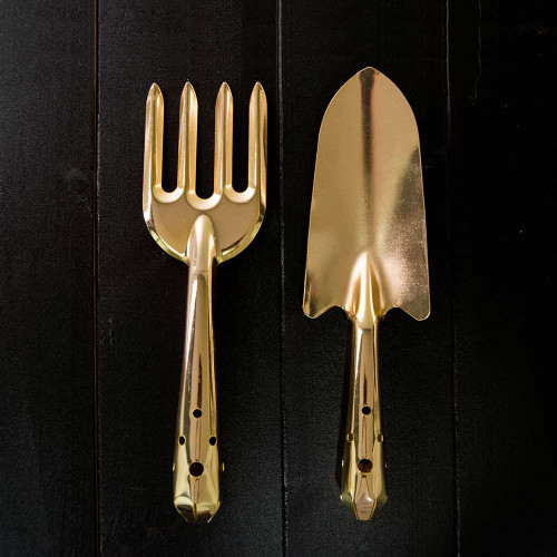 Gold Coloured Gardening Tool Set – Fork and Trowel