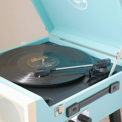Retro Style Record Player and Bluetooth Speaker - Blue
