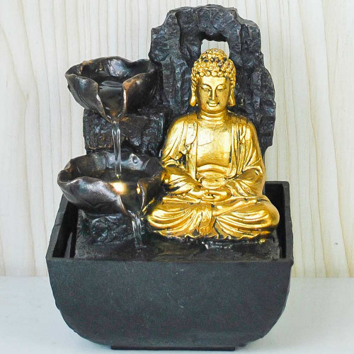 Mini Majestic Golden Buddha Indoor Fountain