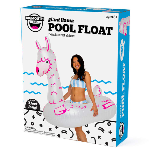 Giant Pearlescent Llama Pool Float packaging