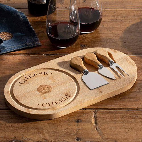 Hairy Bikers Bamboo Cheeseboard and Knives Gift Set