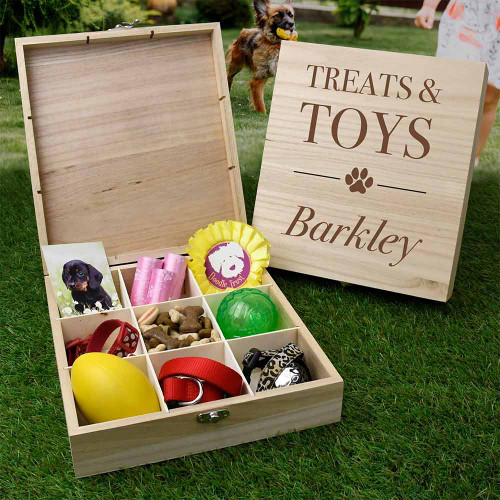 Personalised Pet Treats & Toys Wooden Box