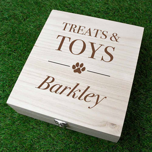 Personalised Pet Treats & Toys Wooden Box