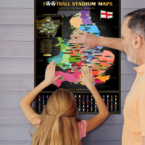 UK Football Stadium Scratch Map