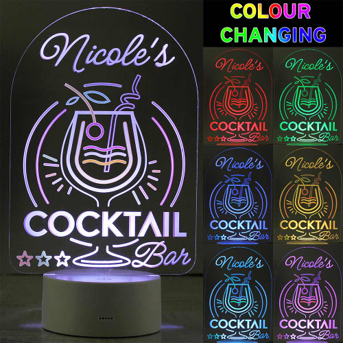 Personalised Cocktail LED Colour-Changing Light