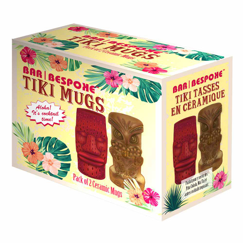 Bar Bespoke Tiki Mugs – Set of 2 in Red and Brownin packaging