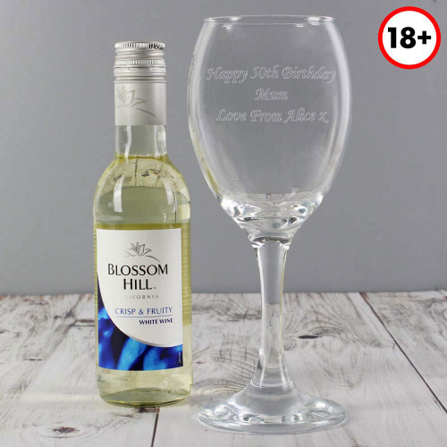 Personalised Wine Glass and Mini White Wine Set Version 2