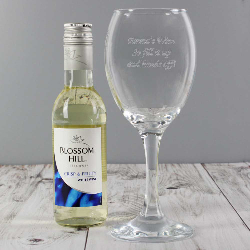 Personalised Wine Glass and Mini White Wine Set Version 2